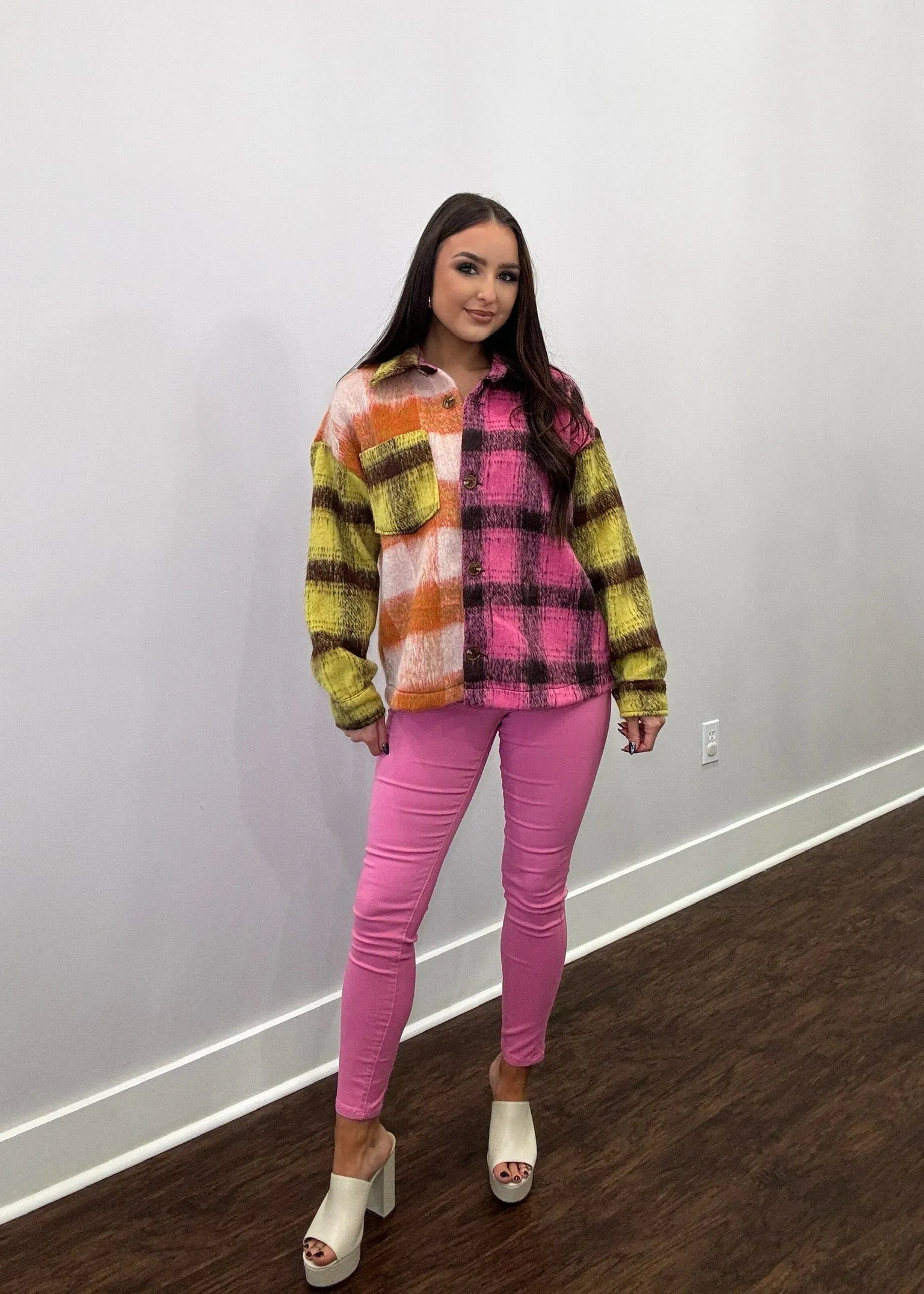 Trust In Me Color Block Plaid Jacket