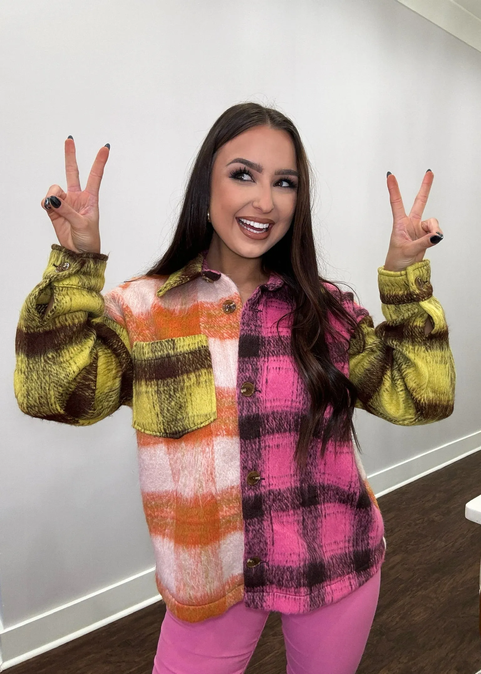 Trust In Me Color Block Plaid Jacket