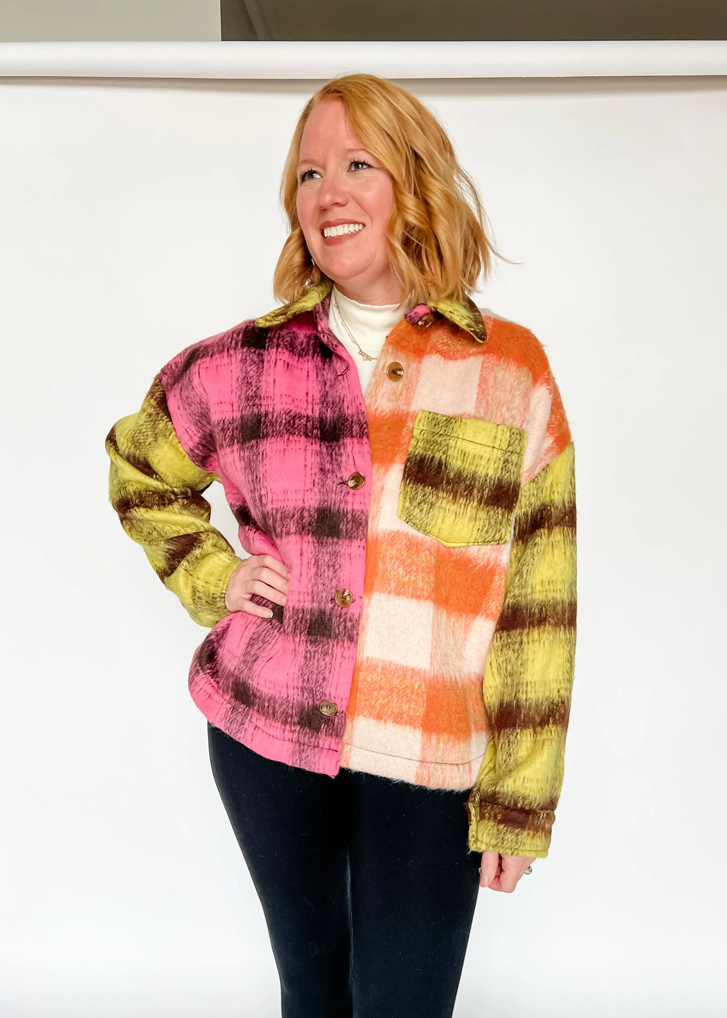 Trust In Me Color Block Plaid Jacket