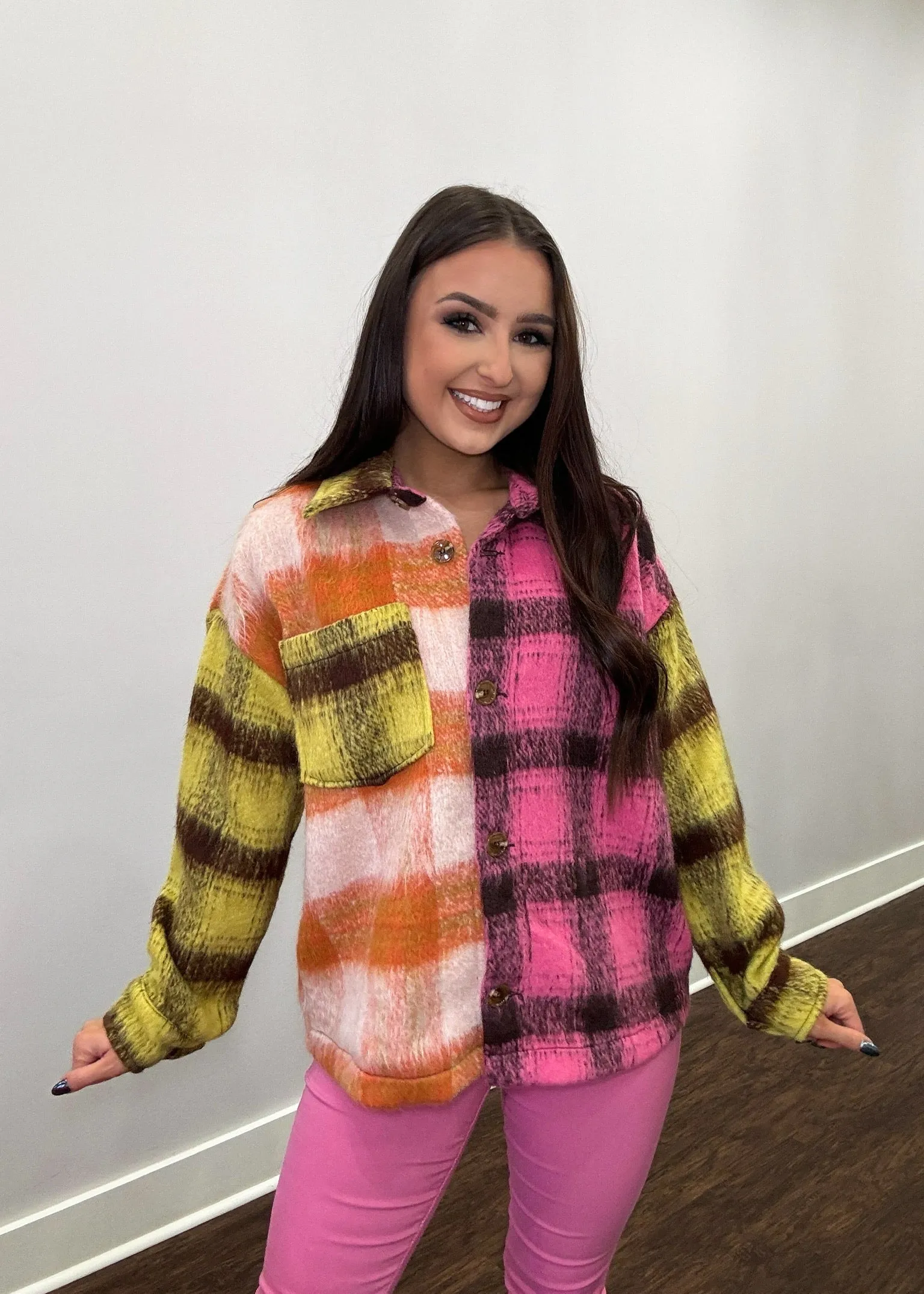 Trust In Me Color Block Plaid Jacket