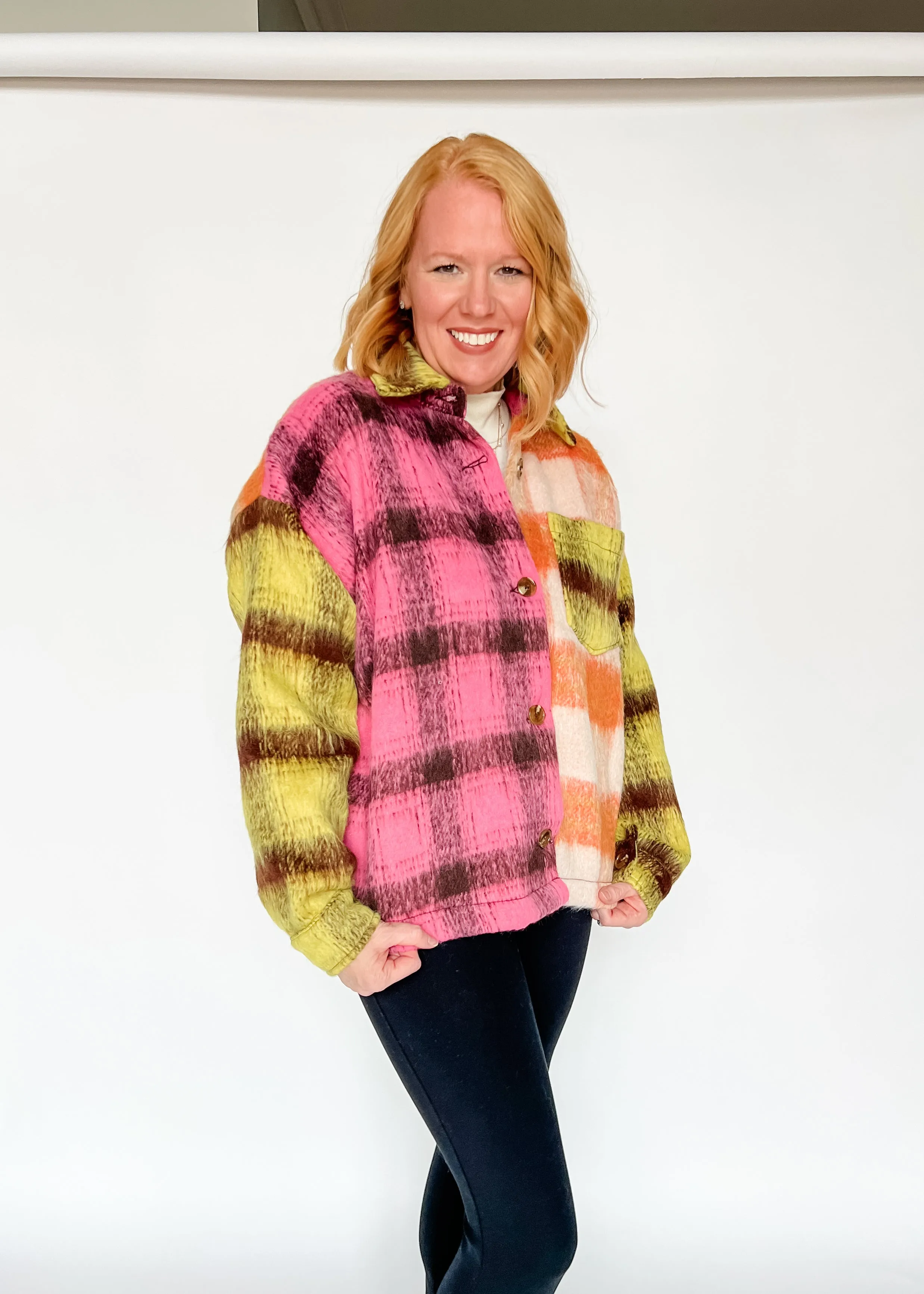 Trust In Me Color Block Plaid Jacket