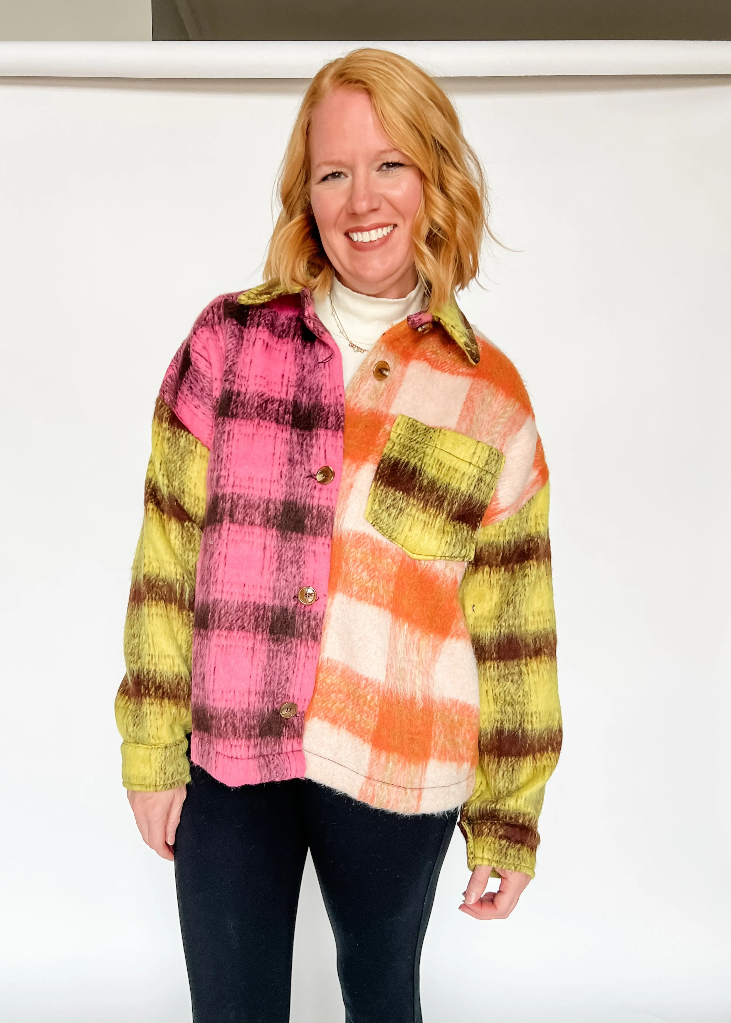 Trust In Me Color Block Plaid Jacket