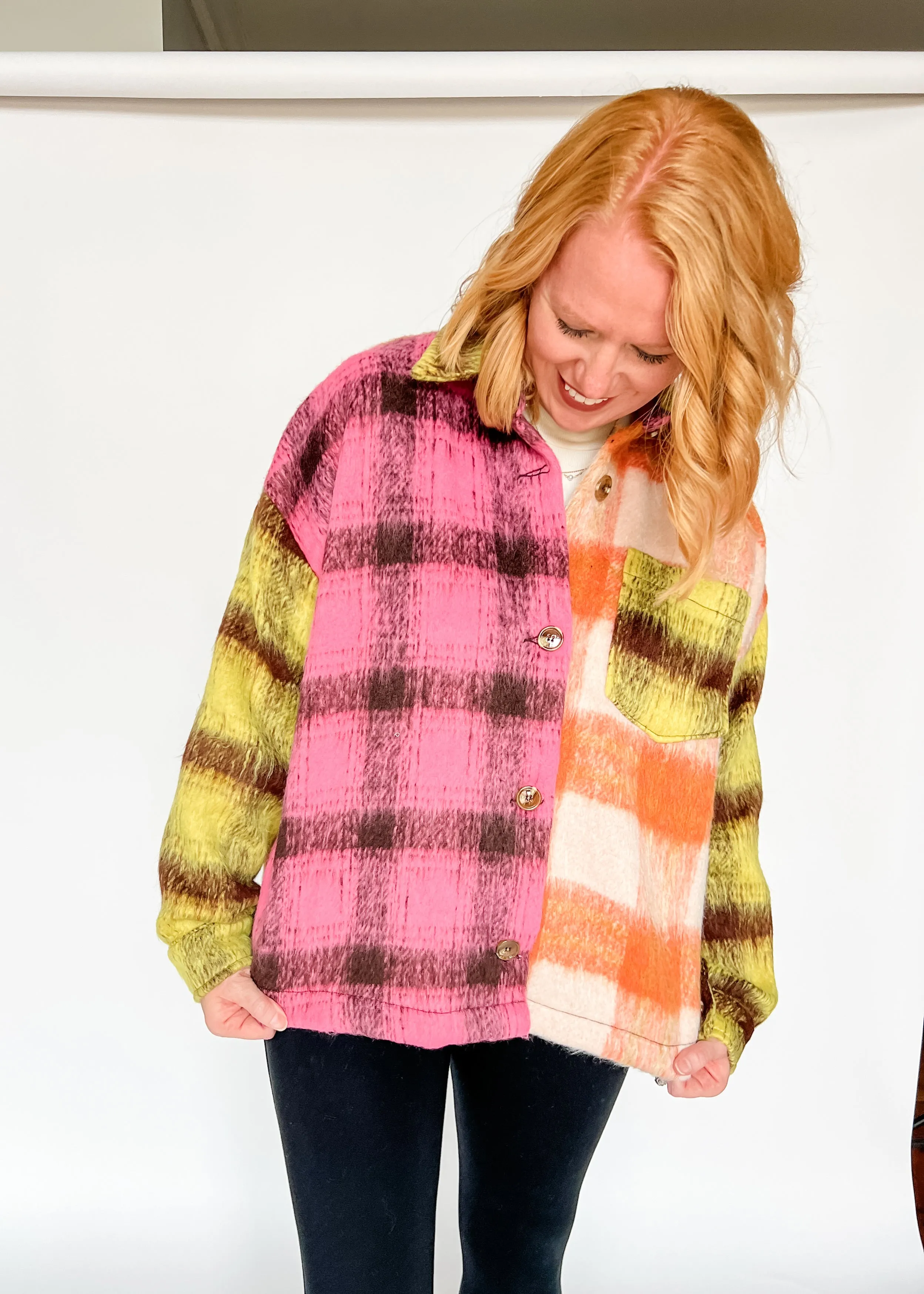 Trust In Me Color Block Plaid Jacket