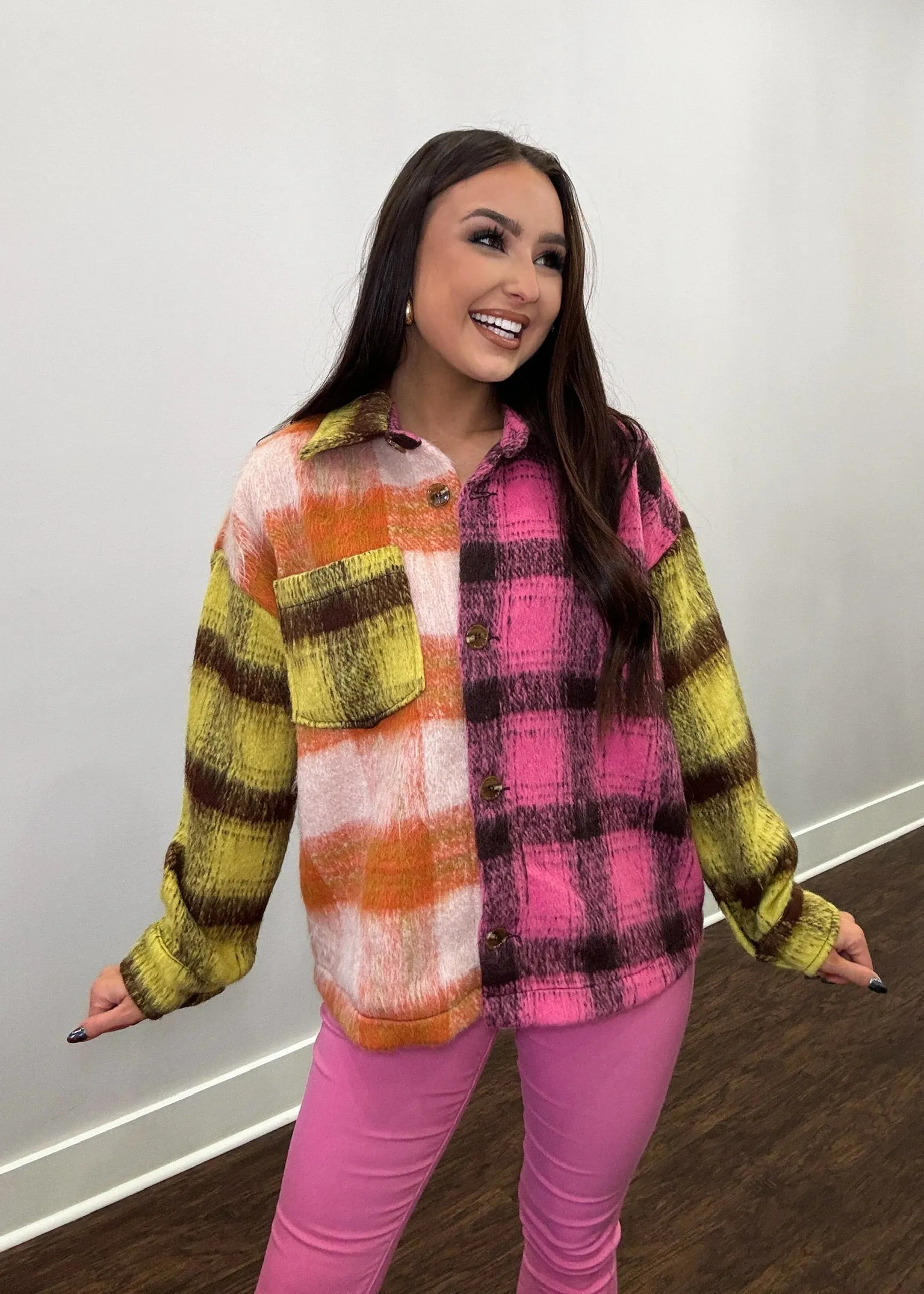 Trust In Me Color Block Plaid Jacket