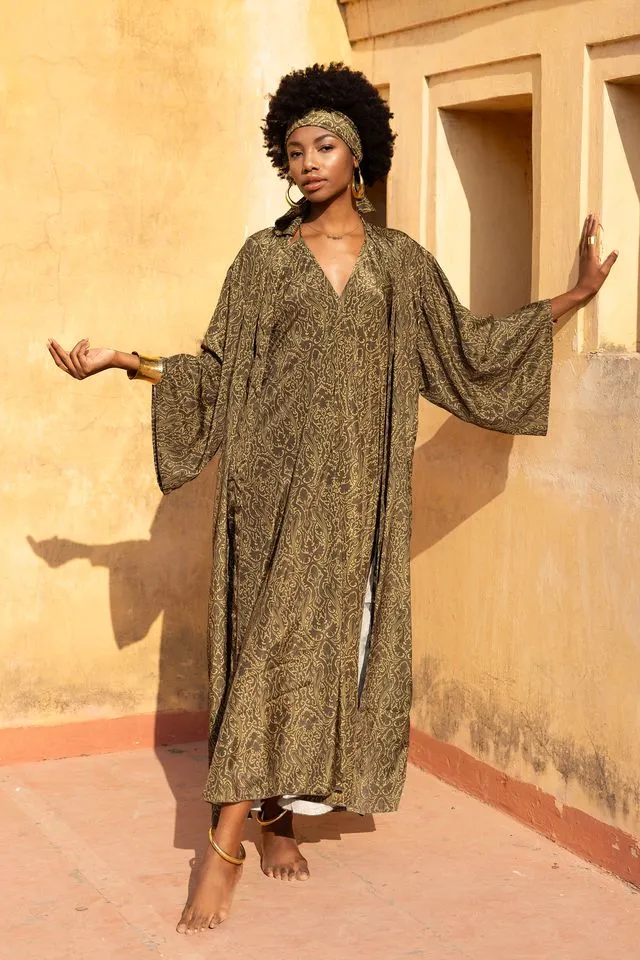 Venus Maxi Kimono Print - Jimmy Khaki