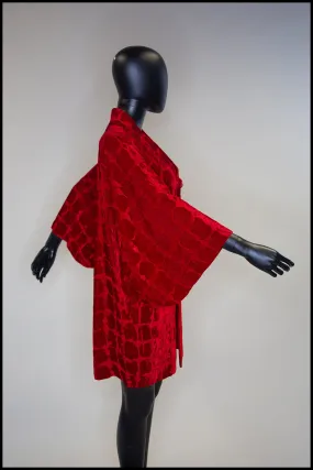 Vinatge 1950s Red Velvet Michiyuki Kimono