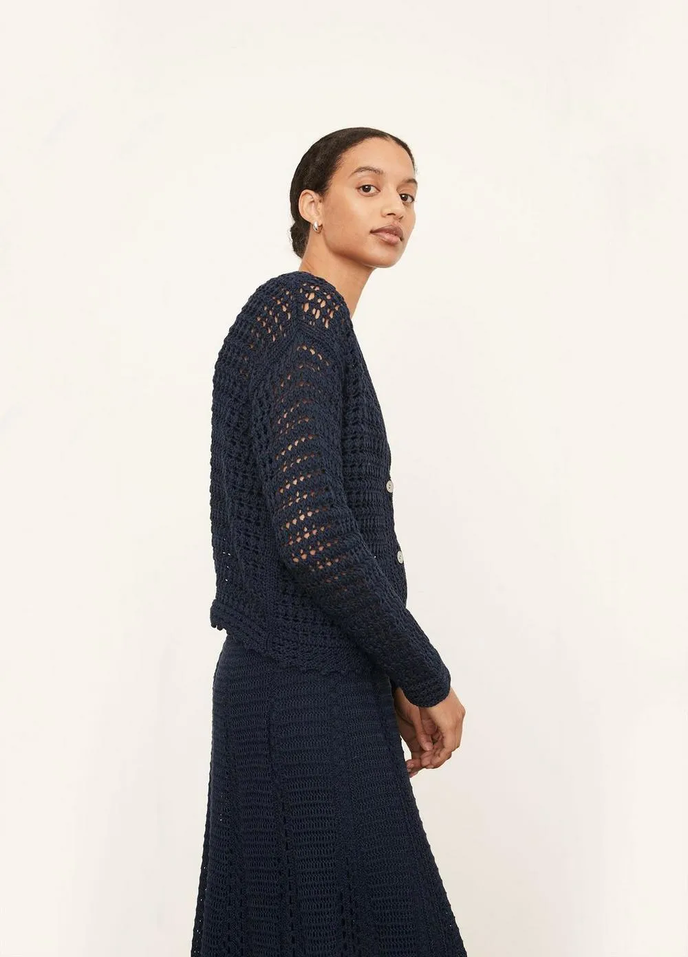 Vince - Crochet Cardigan in Navy