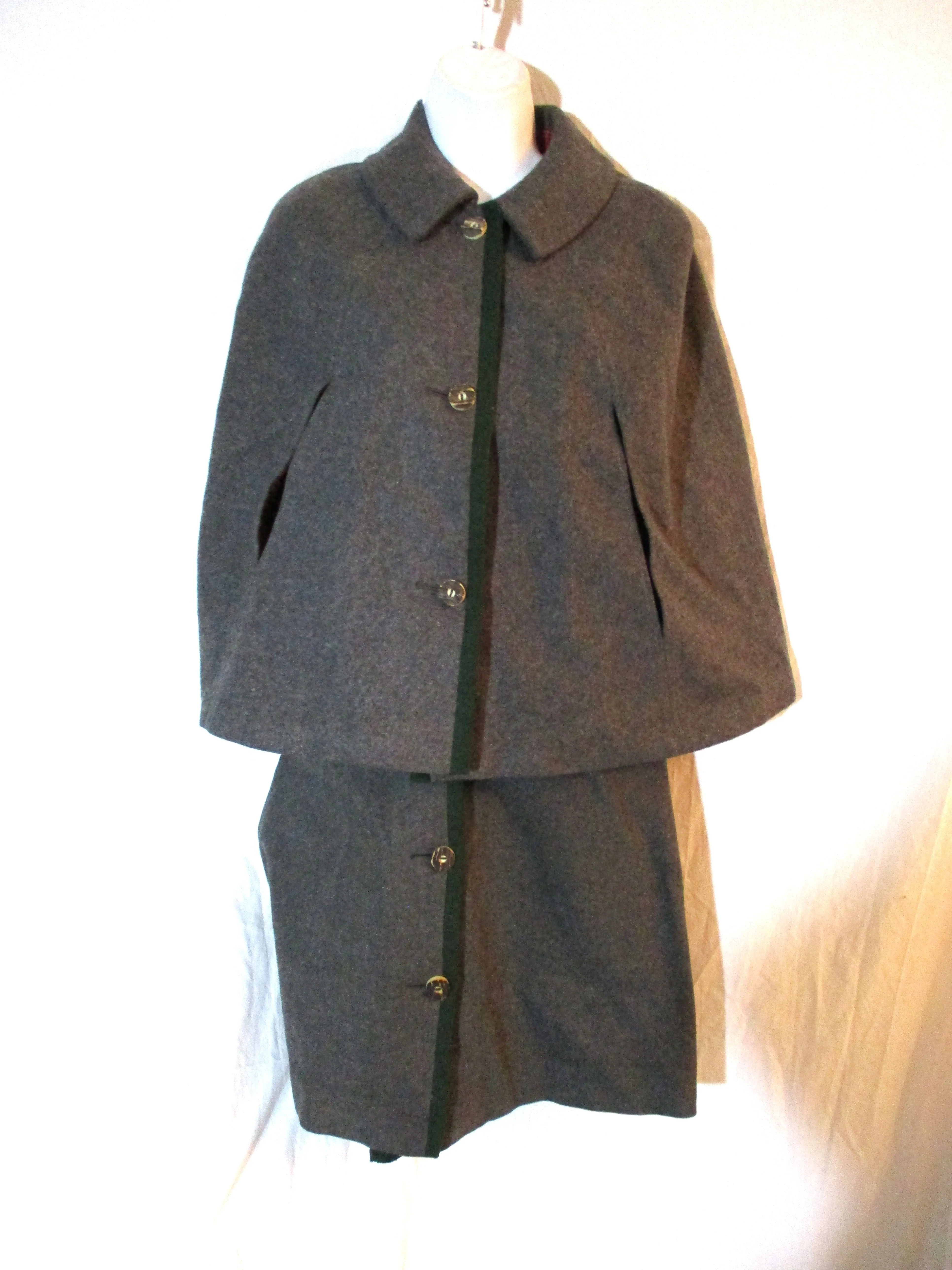 Vintage 1950s PEWENIT TYROL AUSTRIA WOOL jacket vest GRAY OKTOBERFEST Horn Buttons!