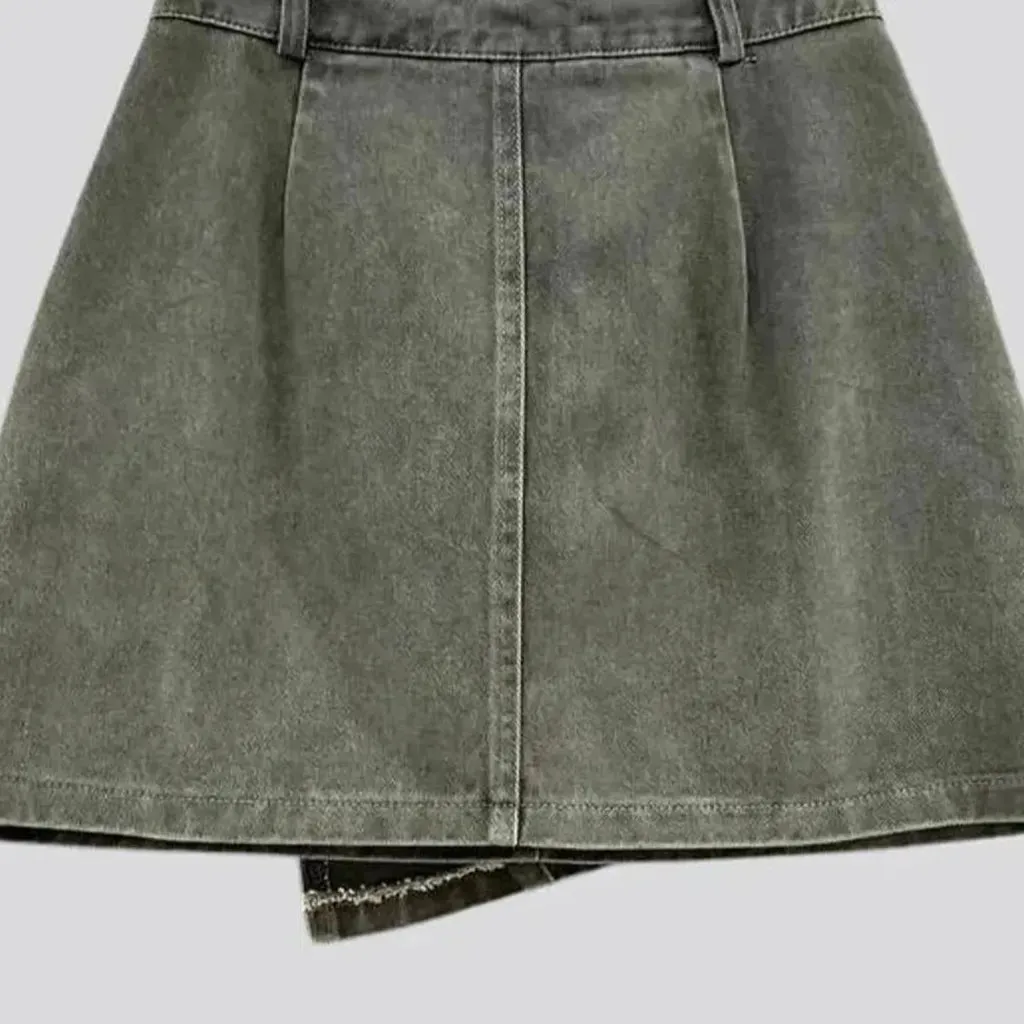 Vintage multi-layer denim skort