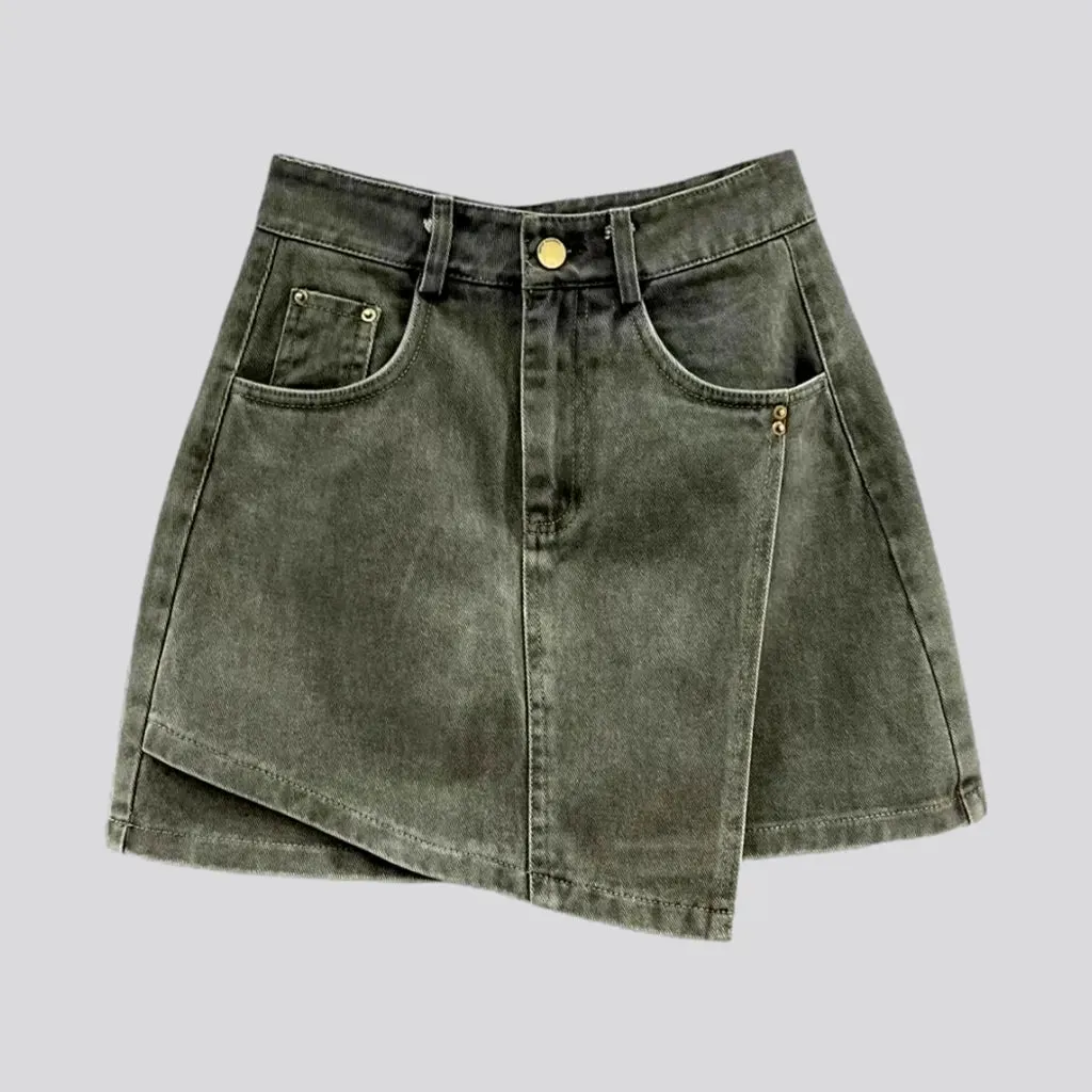 Vintage multi-layer denim skort