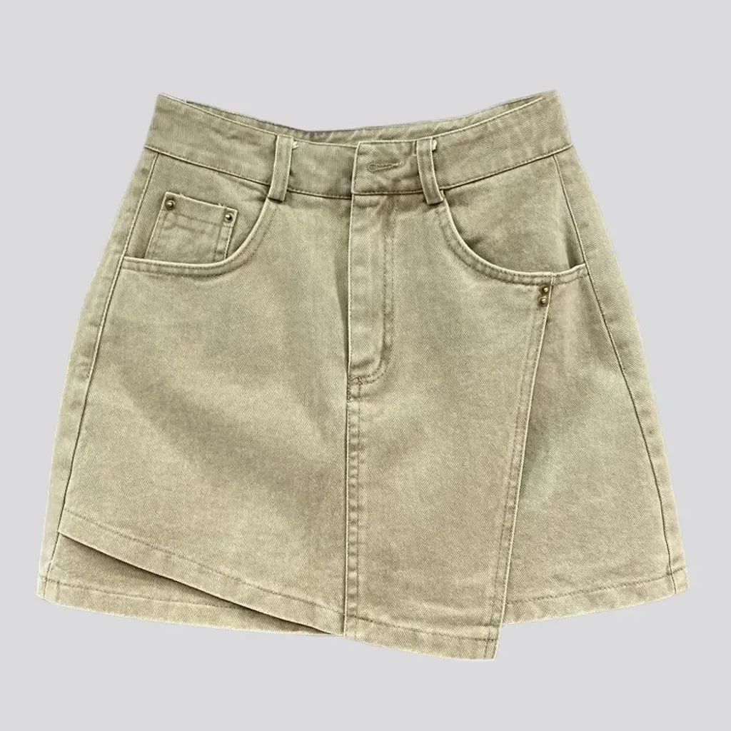 Vintage multi-layer denim skort