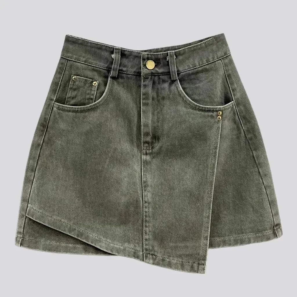 Vintage multi-layer denim skort