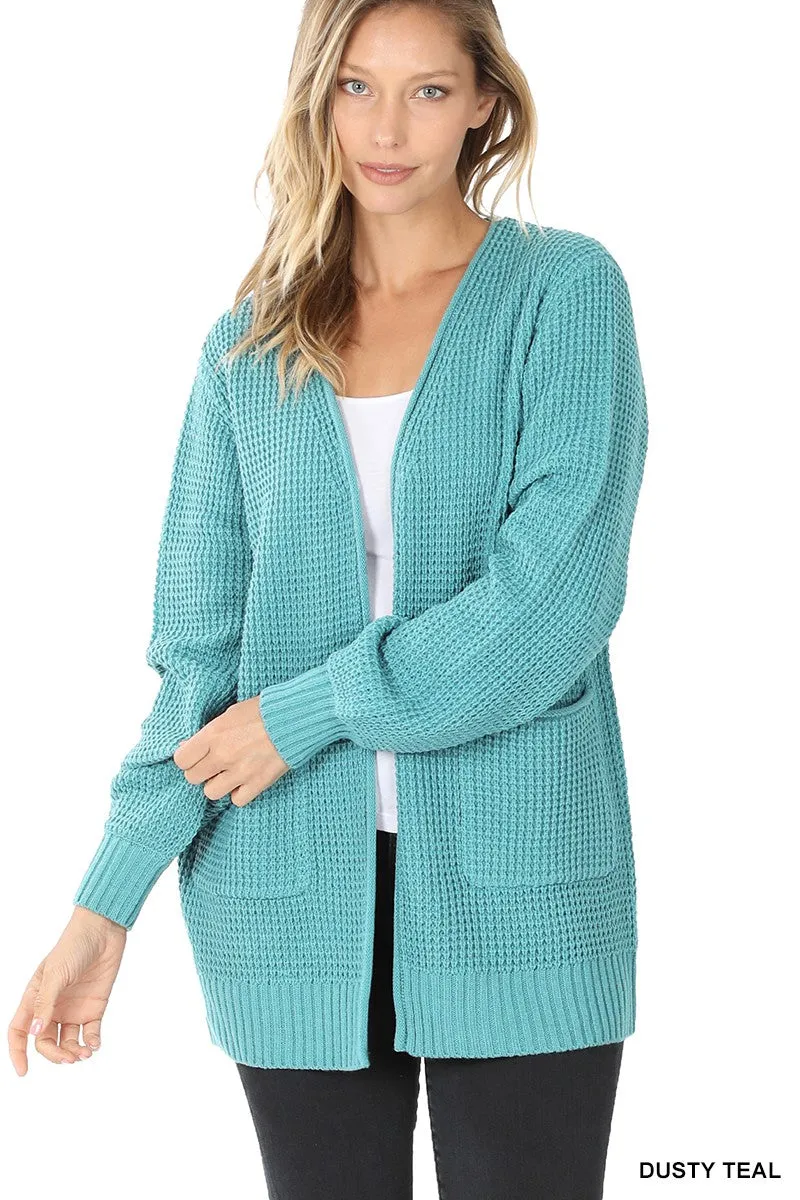 Waffle Cardigan Sweater