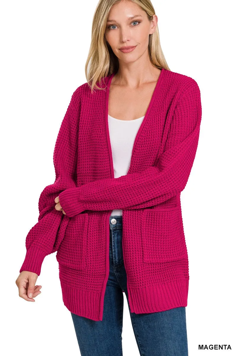 Waffle Cardigan Sweater