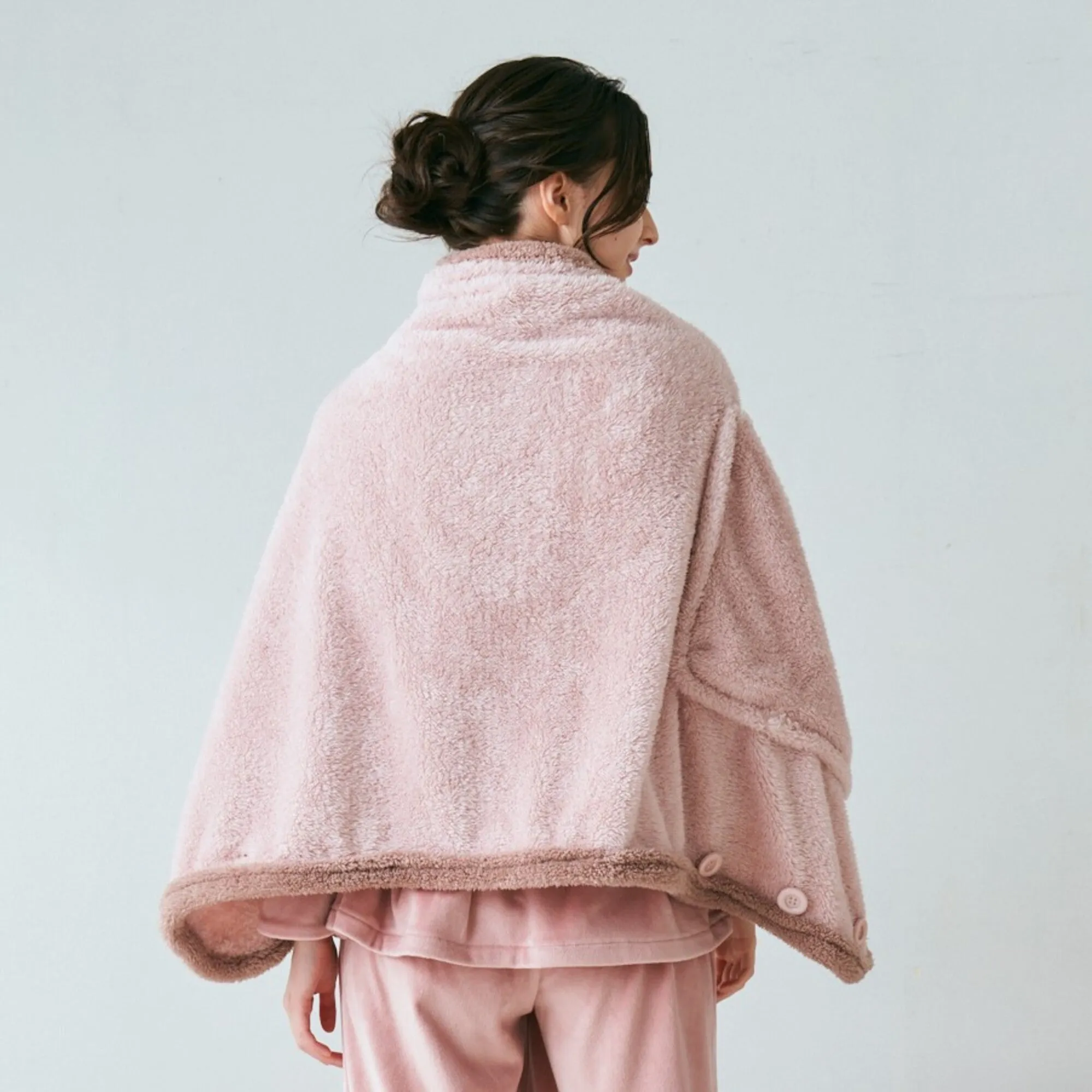 Warm Fleece 4Way Poncho Pink