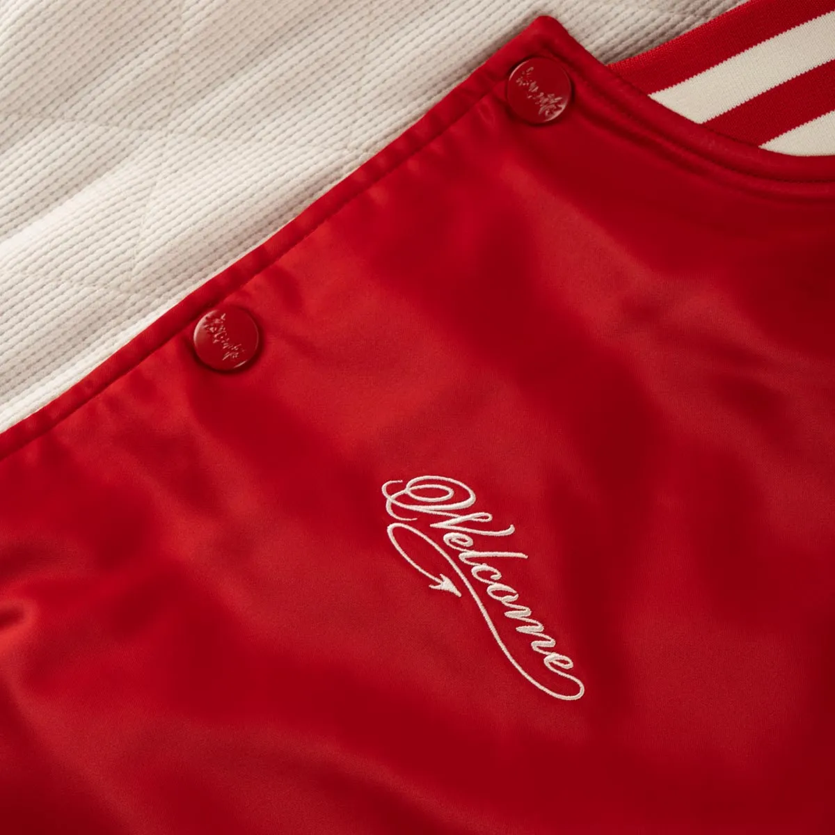 Welcome Union Varsity Jacket - Red/Bone