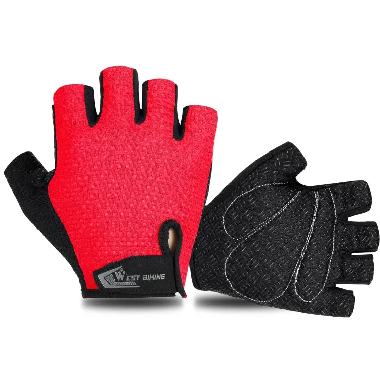 WEST BIKING YP0211218 Cycling Breathable Short Gloves Non-Slip Half Finger Gloves, Size: M(Red)