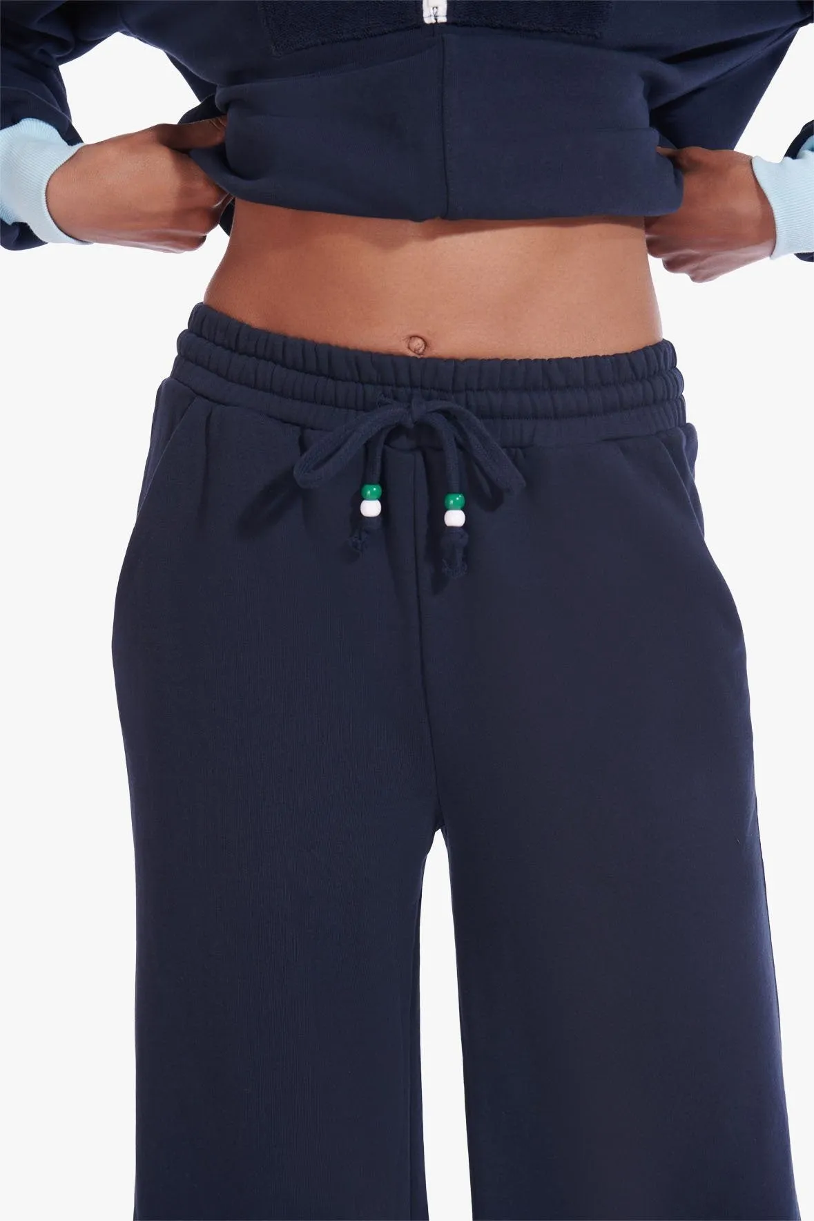 WIDE LEG CROPPED SWEATPANTS | DEEP SEA