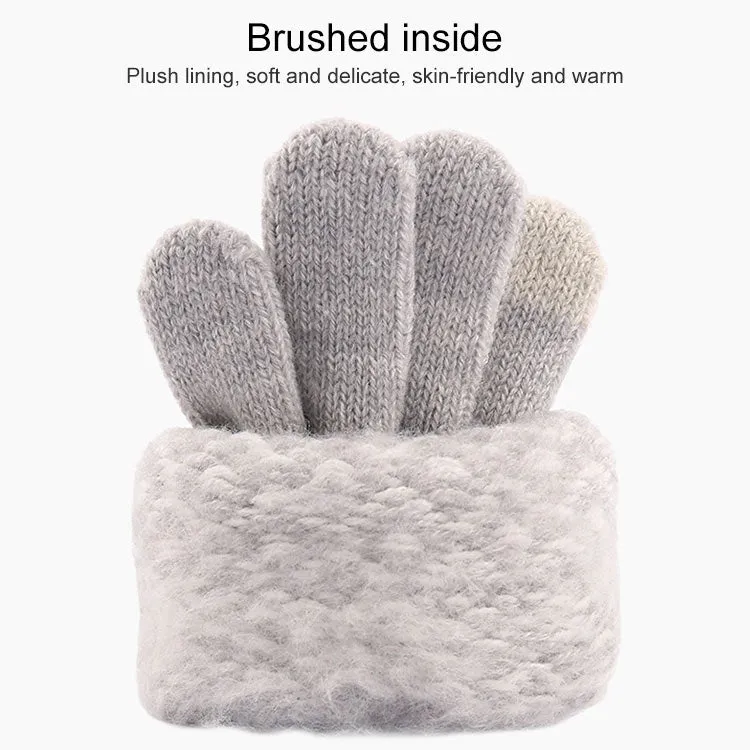 Winter Touch Screen Gloves Women Men Warm Stretch Knit Mittens Imitation Wool Thicken Full Finger Gloves(C-Navy Blue)