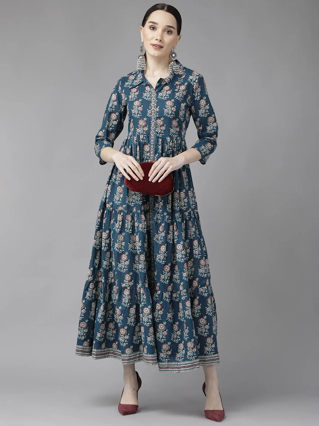 Women Blue Cotton Dress