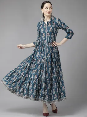 Women Blue Cotton Dress