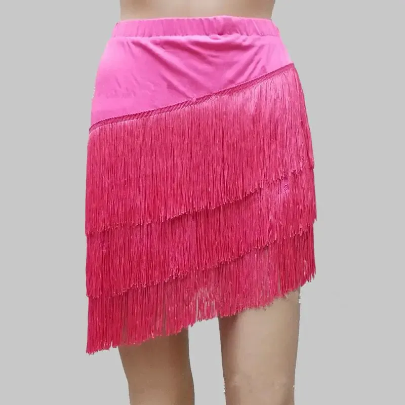 Women Latin Dance Skirt Tassels Fringes Competition Performance Costume