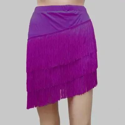 Women Latin Dance Skirt Tassels Fringes Competition Performance Costume