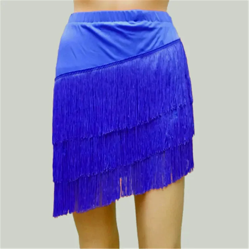 Women Latin Dance Skirt Tassels Fringes Competition Performance Costume