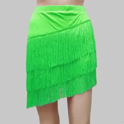 Women Latin Dance Skirt Tassels Fringes Competition Performance Costume