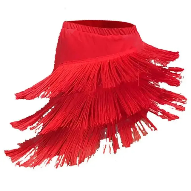 Women Latin Dance Skirt Tassels Fringes Competition Performance Costume