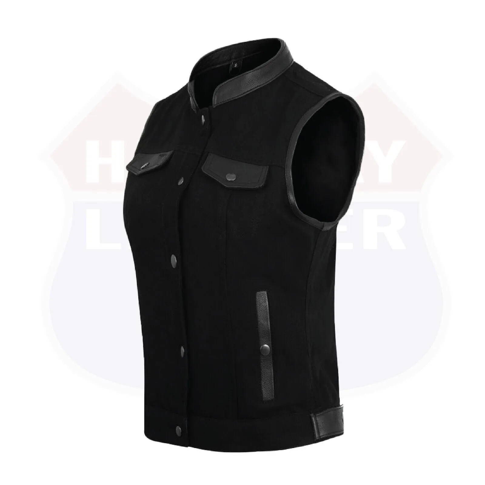 Womens Black Denim Motorcycle Vest