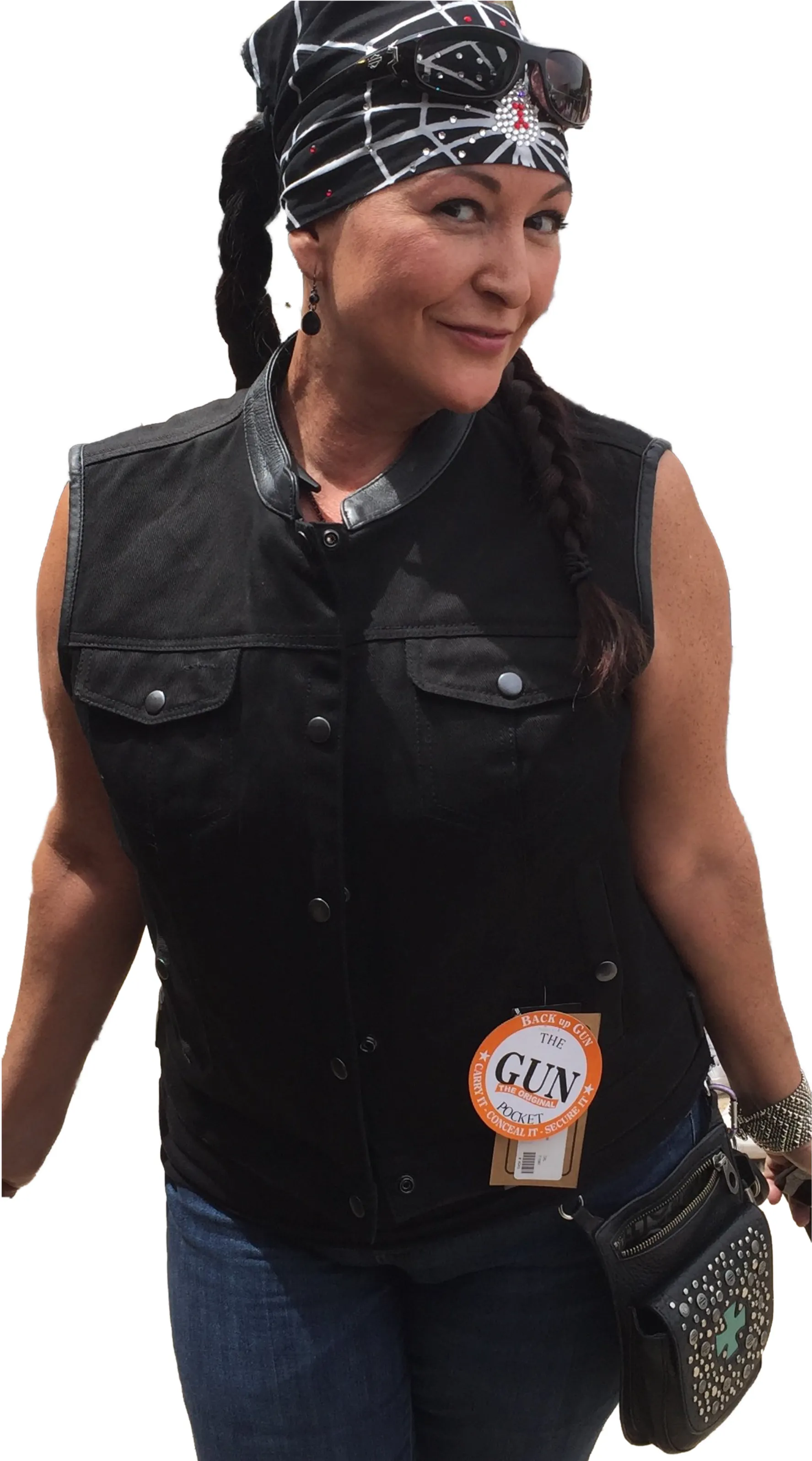 Womens Black Denim Motorcycle Vest