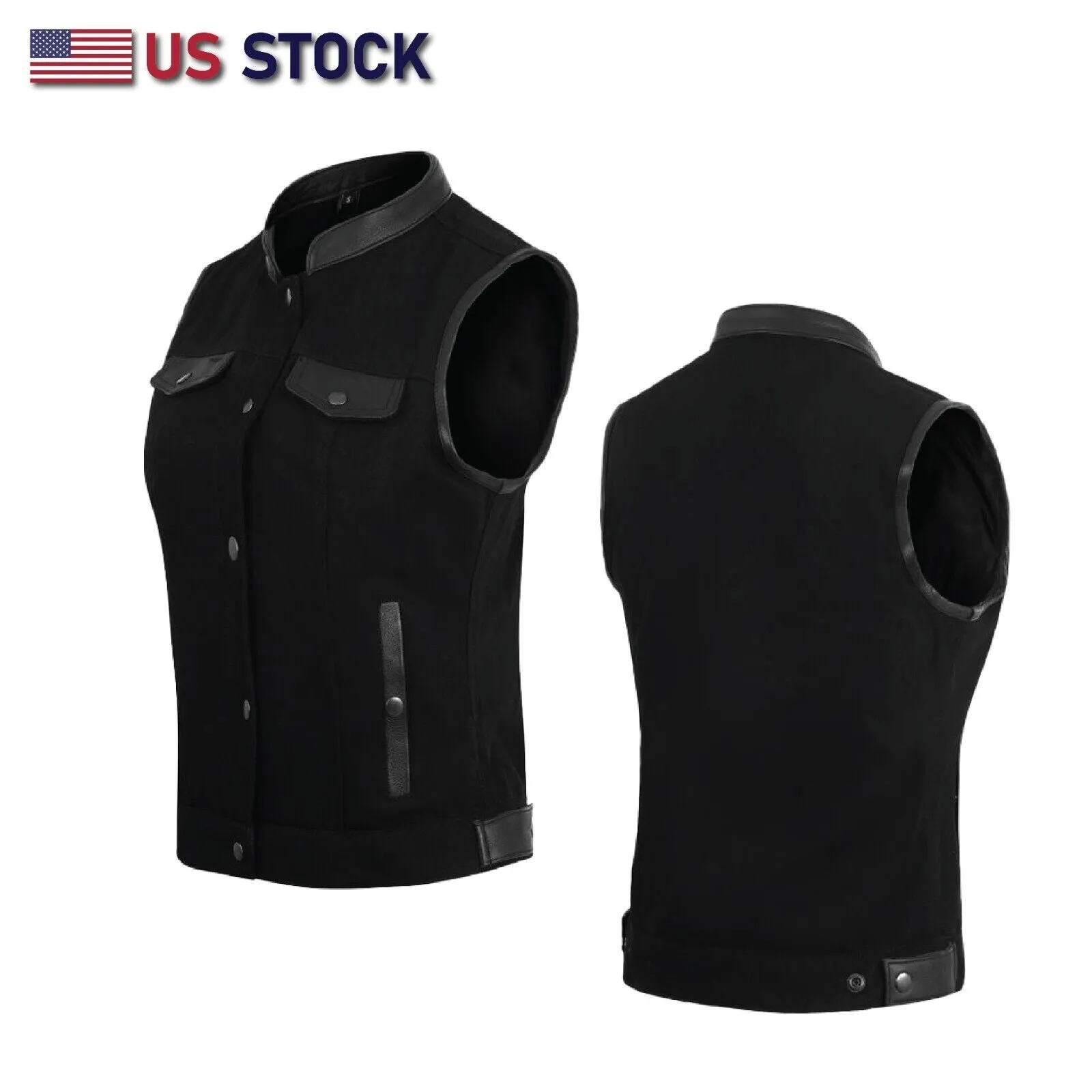 Womens Black Denim Motorcycle Vest