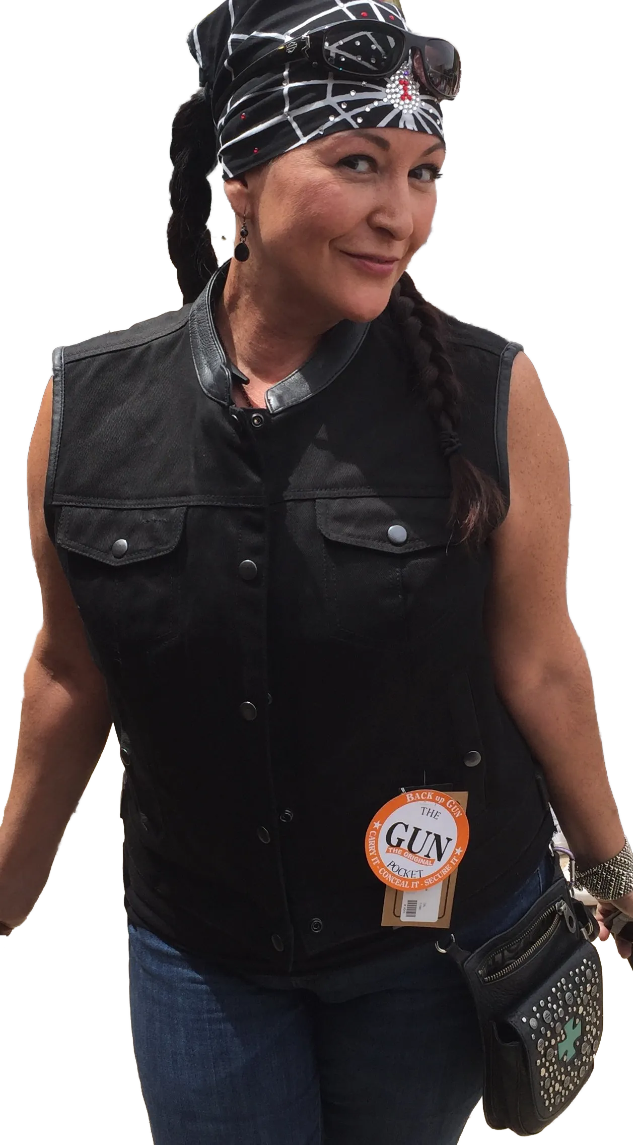 Womens Black Denim Motorcycle Vest