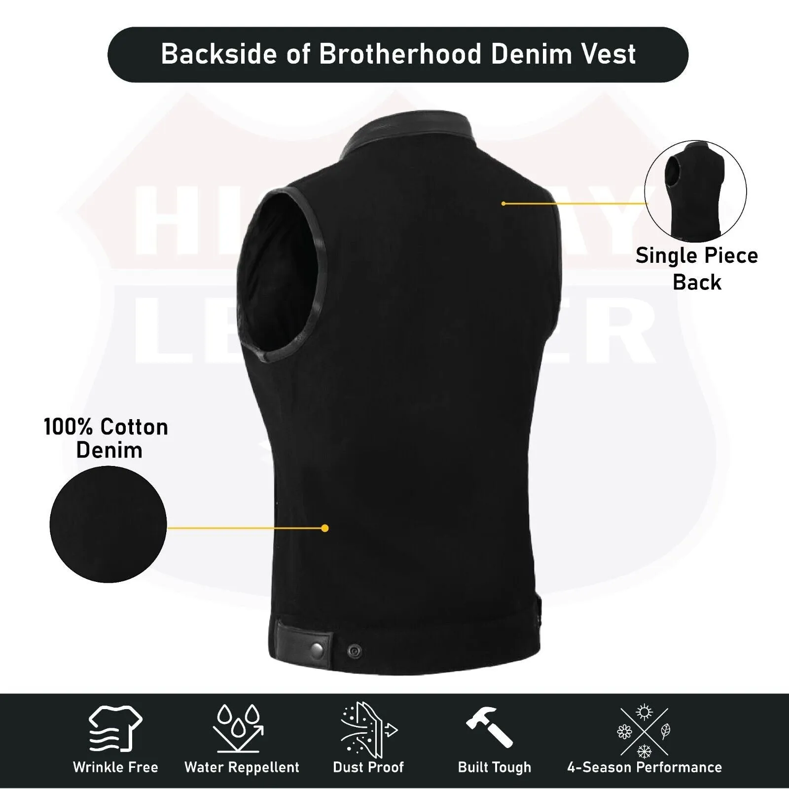 Womens Black Denim Motorcycle Vest