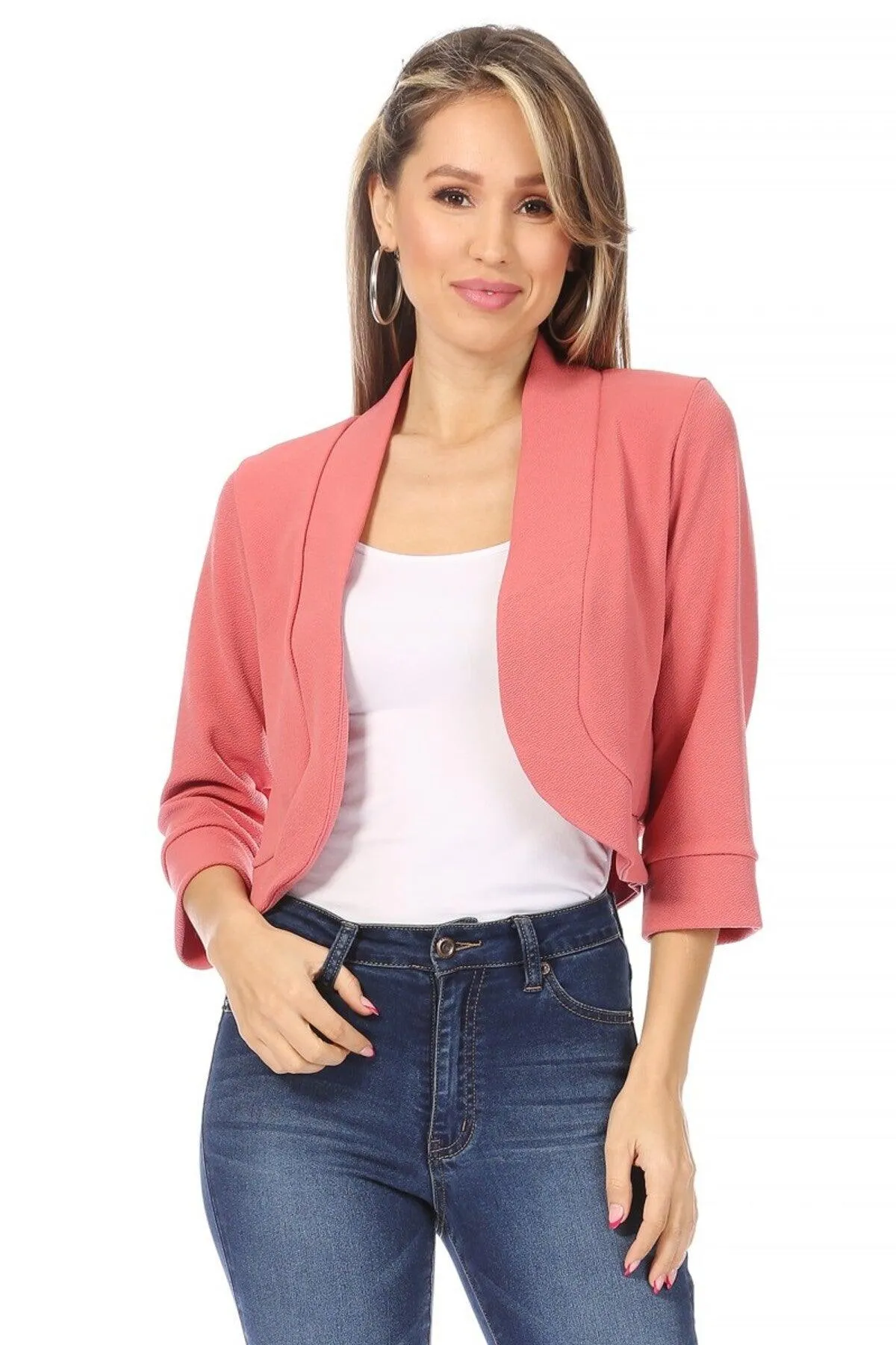 Women's Casual 3/4 Sleeve Bolero Open Front Cardigan