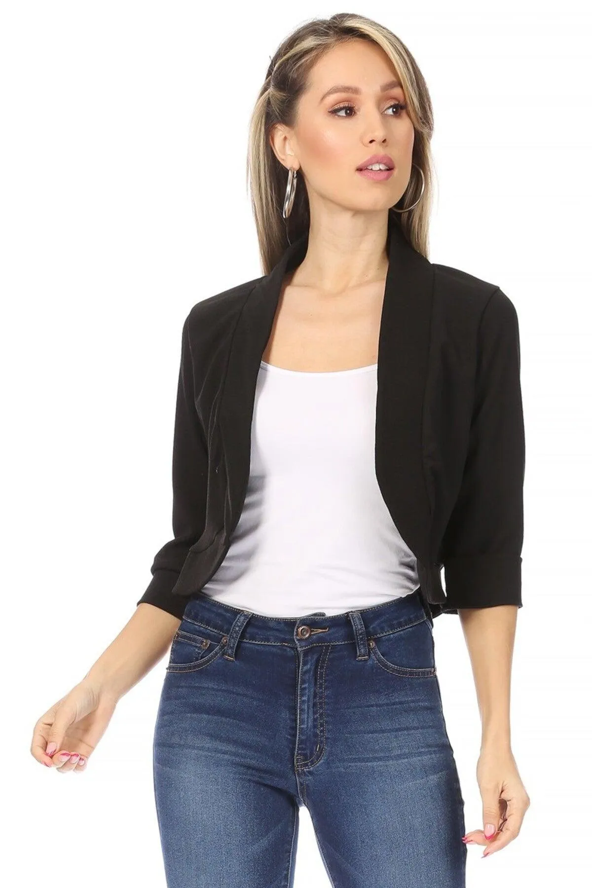 Women's Casual 3/4 Sleeve Bolero Open Front Cardigan