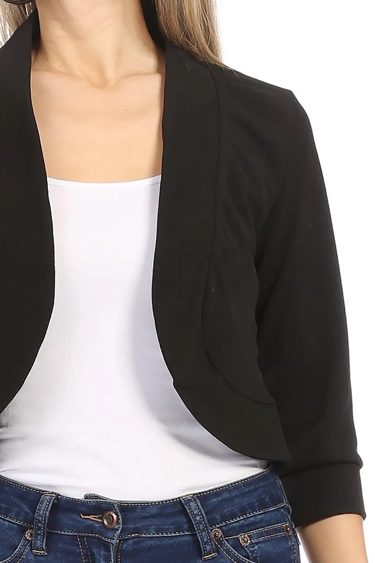 Women's Casual 3/4 Sleeve Bolero Open Front Cardigan