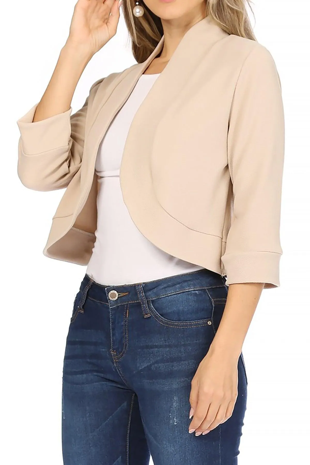 Women's Casual 3/4 Sleeve Bolero Open Front Cardigan