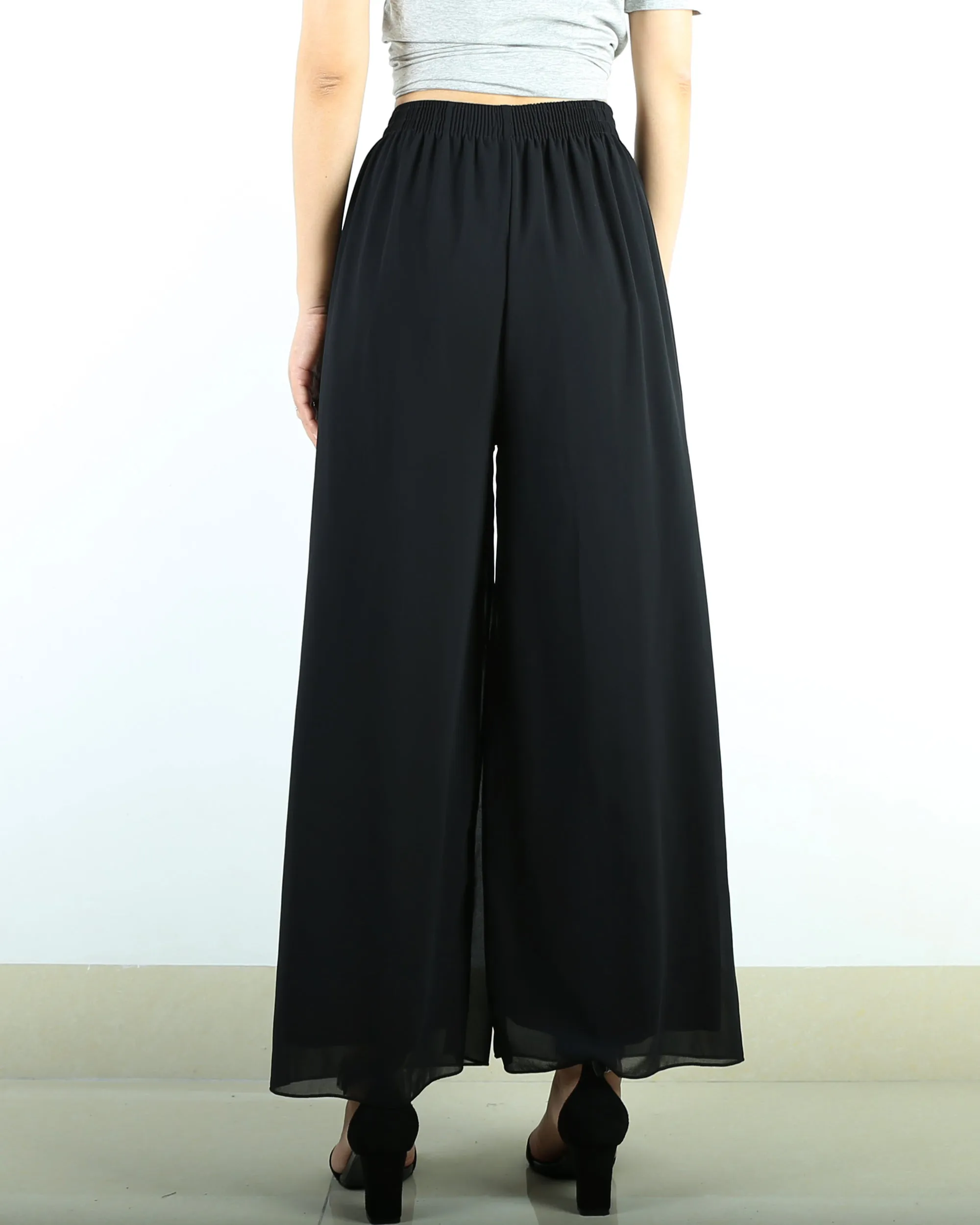 Women's chiffon skirt pants, wide leg pants,summer trousers, yoga pants, oversized casual customized pants (K1712)