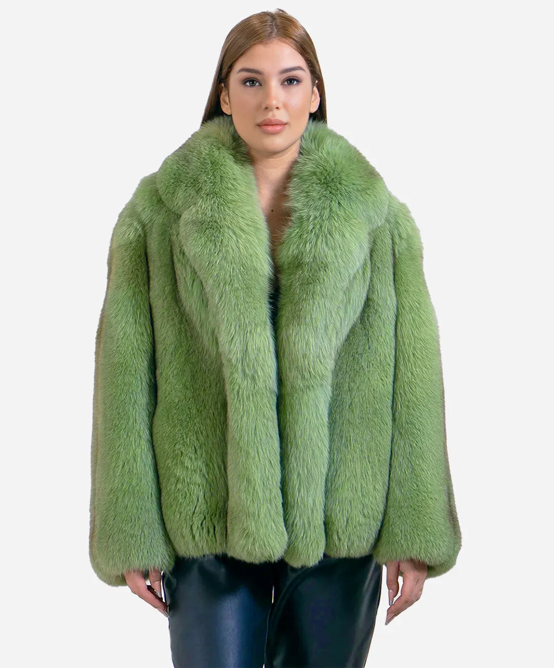 Women's Green Fox Fur Coat