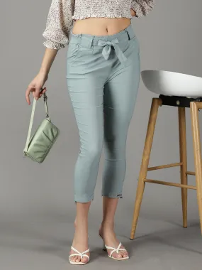 Women's Grey Solid Cigarette Trouser