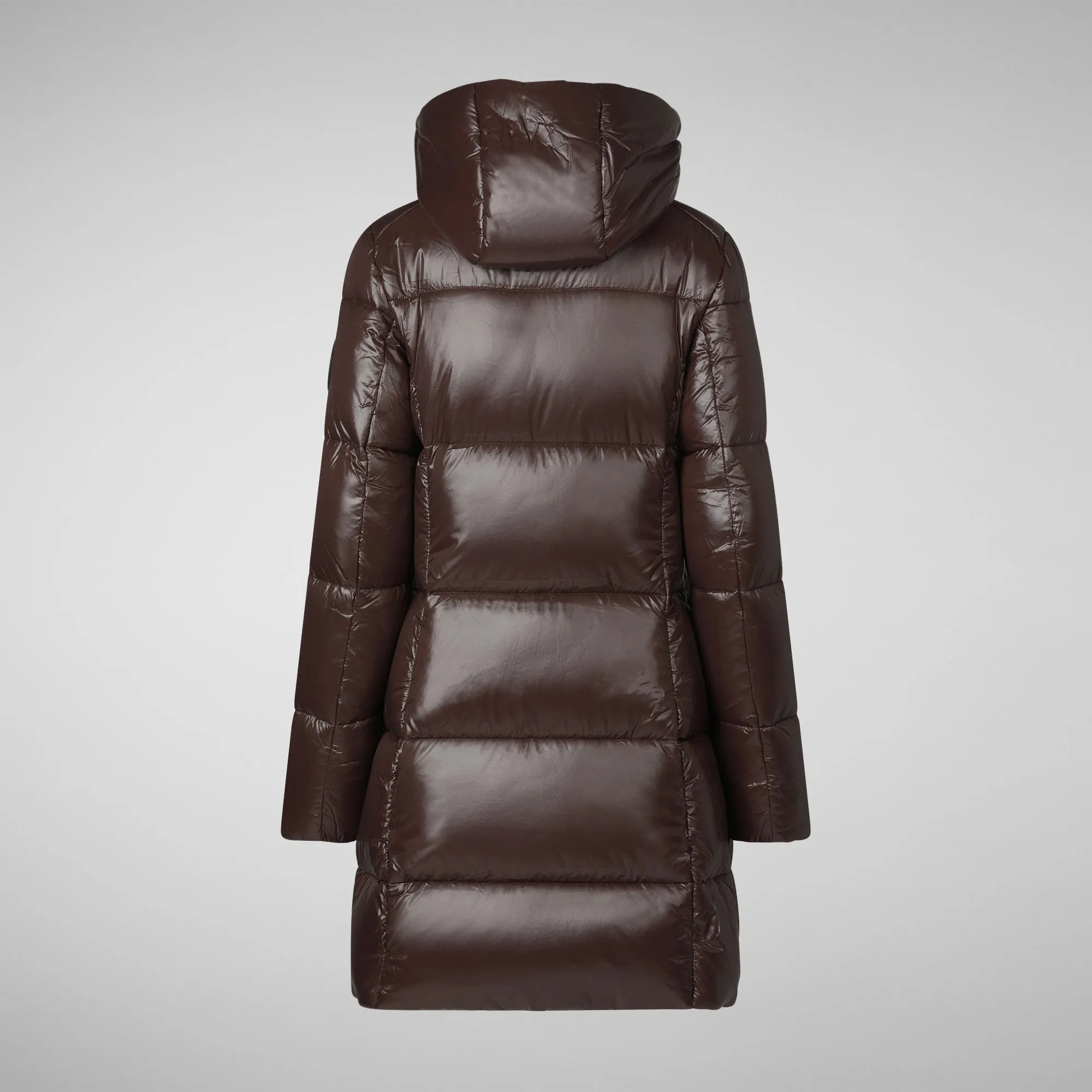 Women's Hooded Animal free Puffer Coat Ines in Brown Black