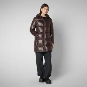 Women's Hooded Animal free Puffer Coat Ines in Brown Black