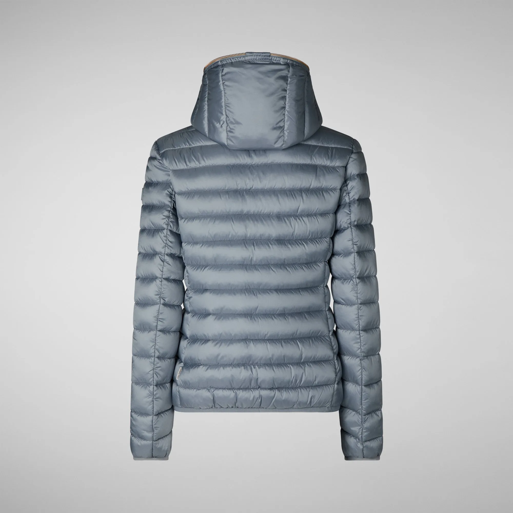 Women's Hooded Animal free Puffer Jacket Alexis in Blue Fog