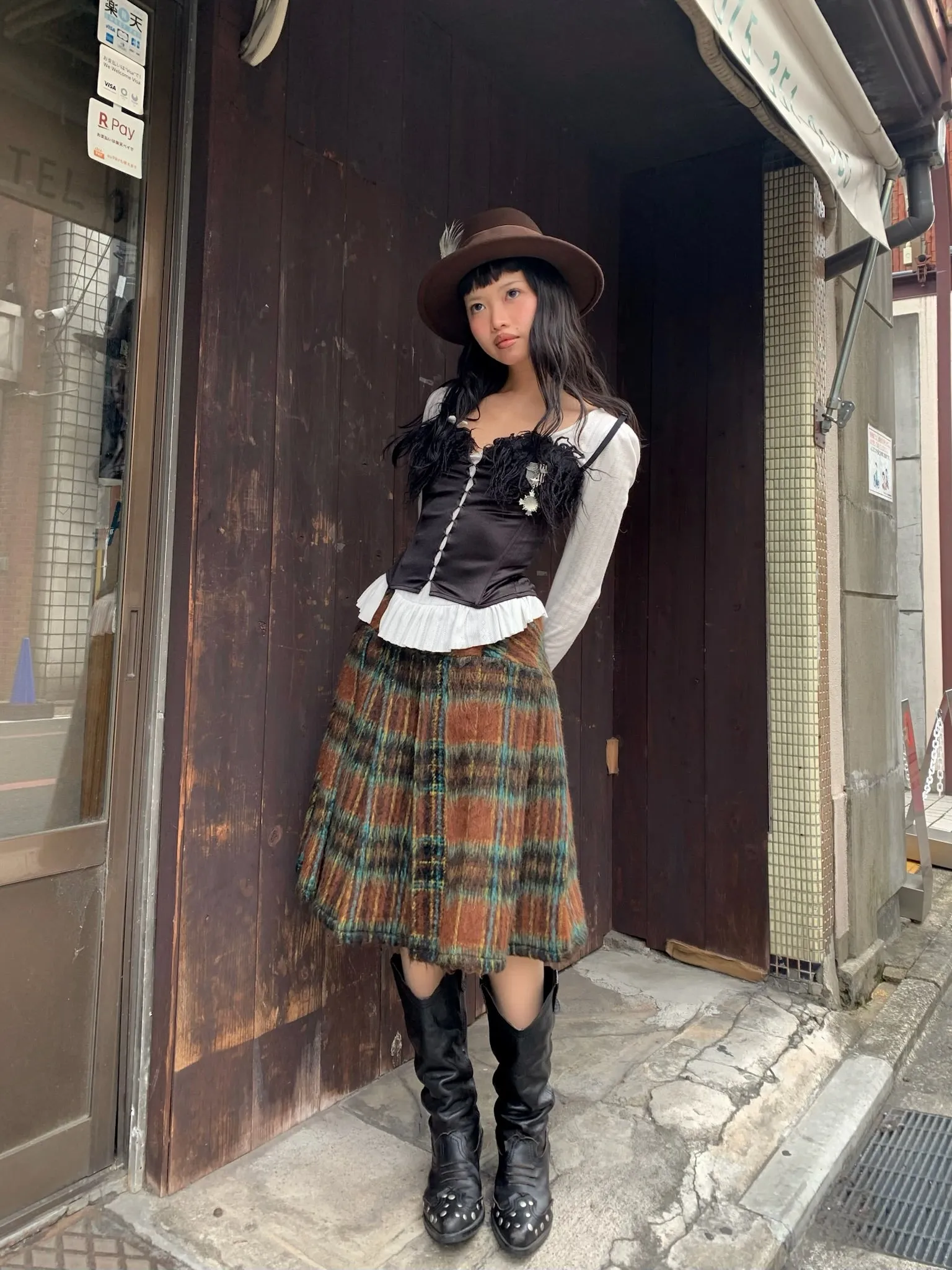 Woolen with large pleated A-line half skirt