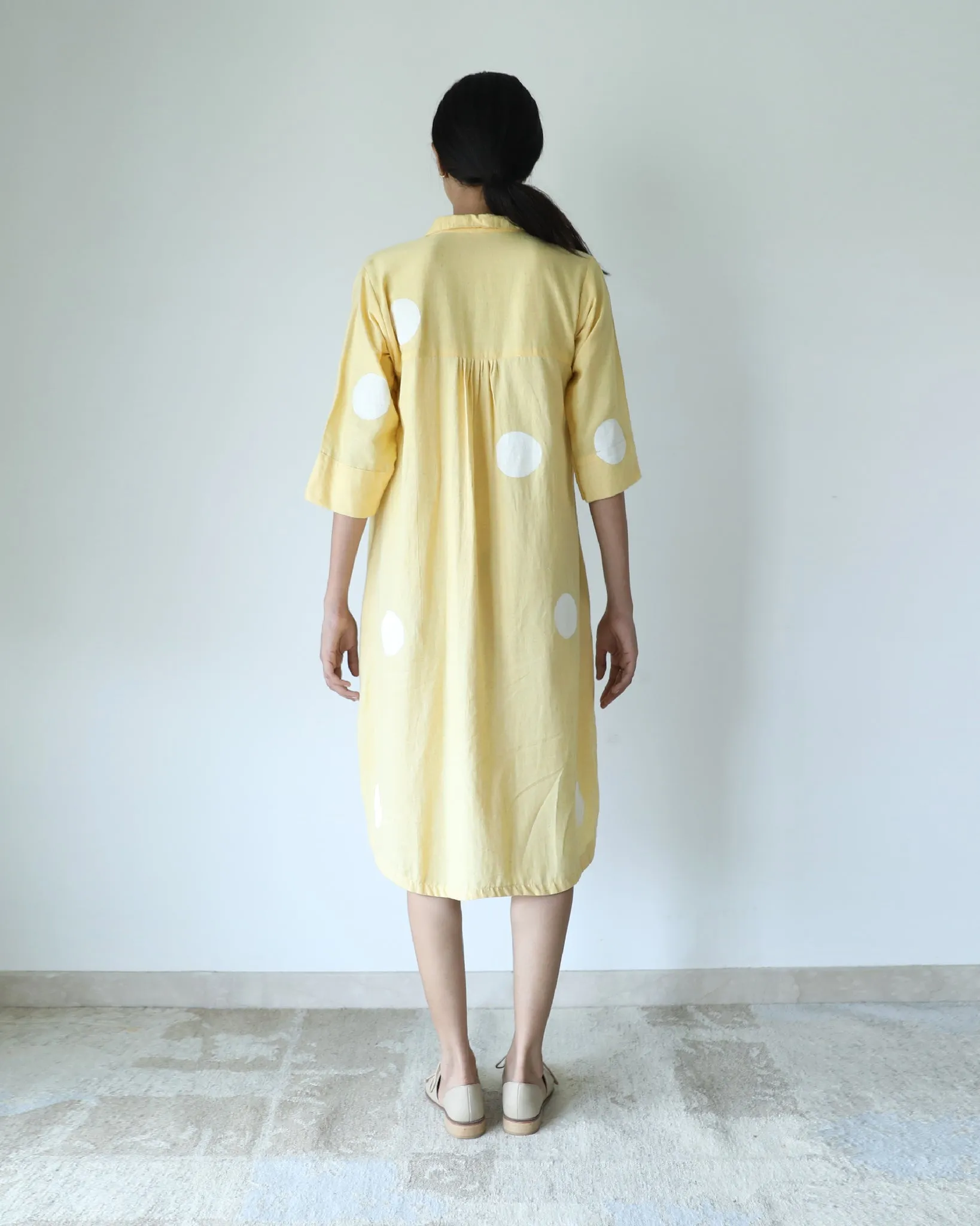 Yellow Polka Shirt Dress